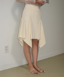 RAW CUT FRILL SKIRT IVORY