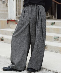 WYM LIDNM(EB oC h)CROSS TUCK ARCH TWEED BAGGY SLACKS(XbNX)