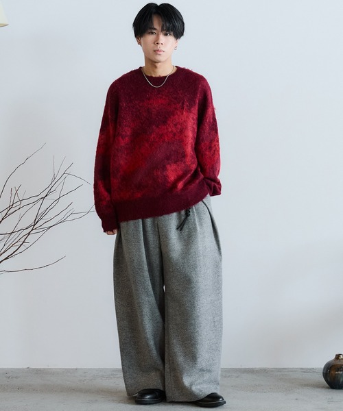 パンツ wym CROSS TUCK ARCH TWEED BAGGY SLACKS CROSS TUCK ARCH TWEED BAGGY SLACKS（スラックス）｜WYM LIDNM