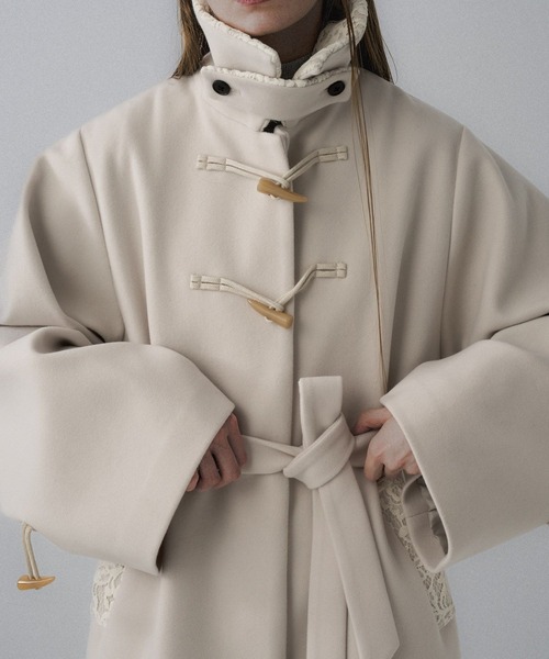 ウーリーテックトグルボタンステンカラーコート(HARE)（ステンカラー