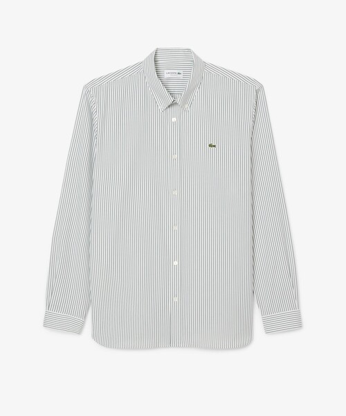 LACOSTE（ラコステ）の「ベーシックストライプボタンダウンシャツ（シャツ/ブラウス・メンズ・ホワイト×グリーン・39/38/41/40）」の4枚目の写真
