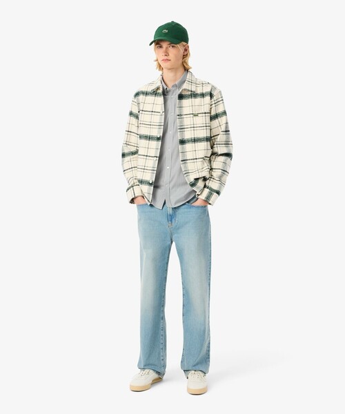 LACOSTE（ラコステ）の「ベーシックストライプボタンダウンシャツ（シャツ/ブラウス・メンズ・ホワイト×グリーン・39/38/41/40）」の6枚目の写真