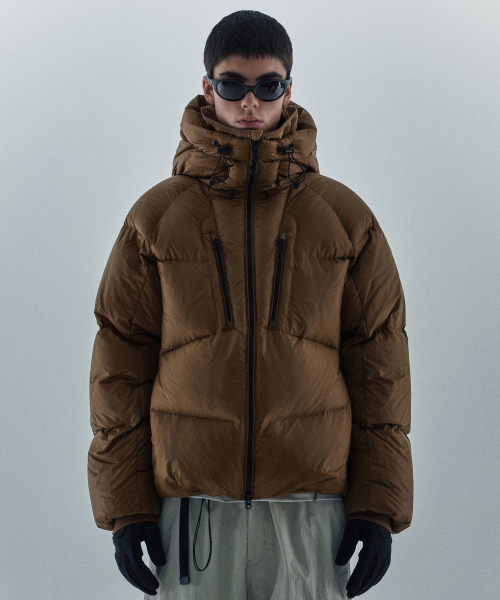 シティレジャーブライトフード付きダウンショートパディングジャケット