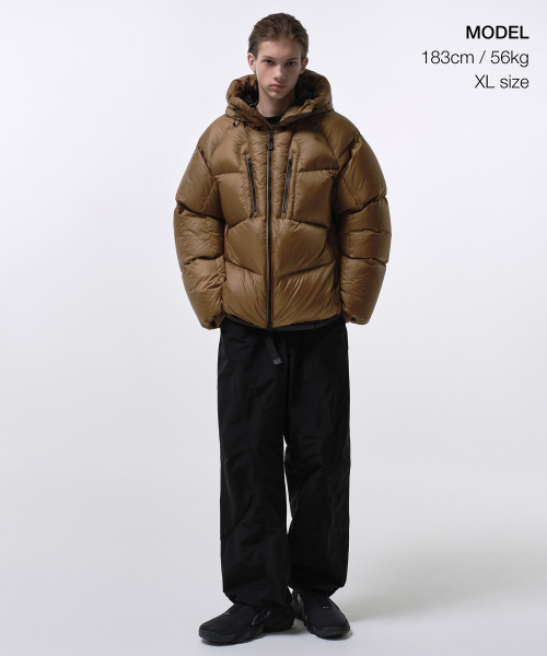 シティレジャーブライトフード付きダウンショートパディングジャケット