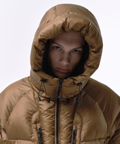 シティレジャーブライトフード付きダウンショートパディングジャケット