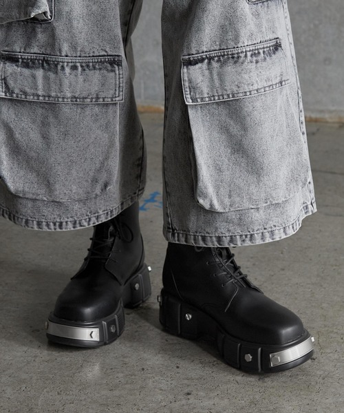 SERACE（セラス）の「【SERACE】Metal parts design high sole lace up boots / メタルパーツデザインハイソールレースアップブーツ（ブーツ・メンズ・ブラック・S/M/L）」の17枚目の写真