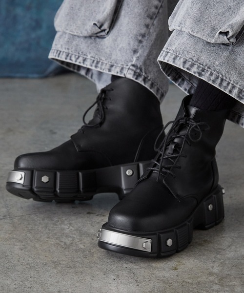 SERACE（セラス）の「【SERACE】Metal parts design high sole lace up boots / メタルパーツデザインハイソールレースアップブーツ（ブーツ・メンズ・ブラック・S/M/L）」の22枚目の写真