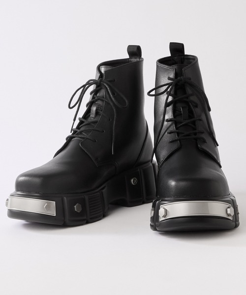 SERACE（セラス）の「【SERACE】Metal parts design high sole lace up boots / メタルパーツデザインハイソールレースアップブーツ（ブーツ・メンズ・ブラック・S/M/L）」の3枚目の写真