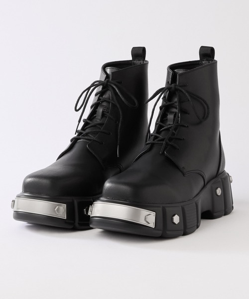 SERACE（セラス）の「【SERACE】Metal parts design high sole lace up boots / メタルパーツデザインハイソールレースアップブーツ（ブーツ・メンズ・ブラック・S/M/L）」の5枚目の写真