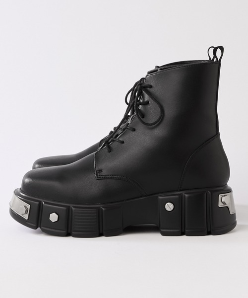 SERACE（セラス）の「【SERACE】Metal parts design high sole lace up boots / メタルパーツデザインハイソールレースアップブーツ（ブーツ・メンズ・ブラック・S/M/L）」の6枚目の写真