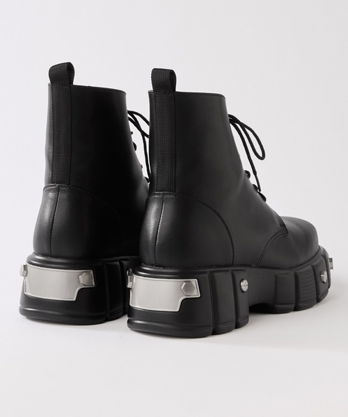 SERACE（セラス）の「【SERACE】Metal parts design high sole lace up boots / メタルパーツデザインハイソールレースアップブーツ（ブーツ・メンズ・ブラック・S/M/L）」の8枚目の写真