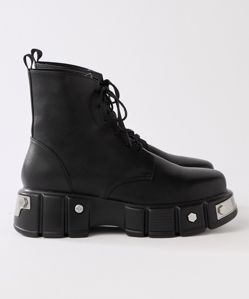 SERACE（セラス）の「【SERACE】Metal parts design high sole lace up boots / メタルパーツデザインハイソールレースアップブーツ（ブーツ・メンズ・ブラック・S/M/L）」の9枚目の写真
