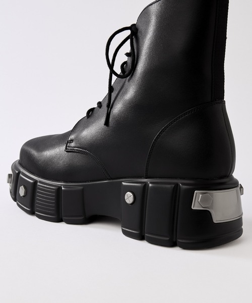 SERACE（セラス）の「【SERACE】Metal parts design high sole lace up boots / メタルパーツデザインハイソールレースアップブーツ（ブーツ・メンズ・ブラック・S/M/L）」の15枚目の写真