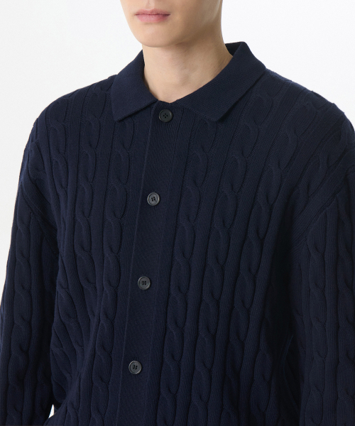 MUSINSA STANDARD（ムシンサスタンダード）の「コットンケーブルカラーのカーディガン [ネイビー]（カーディガン/ボレロ・メンズ・その他・SMALL/MEDIUM/LARGE/X-LARGE/XX-LARGE）」の3枚目の写真