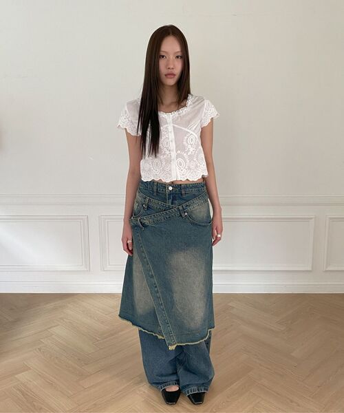MILLO WOMEN（ミロウーマン）の「ヴィンテージワイドデニムパンツ [ウォッシュドブルー]（デニムパンツ・レディース・その他・SMALL/MEDIUM）」の13枚目の写真