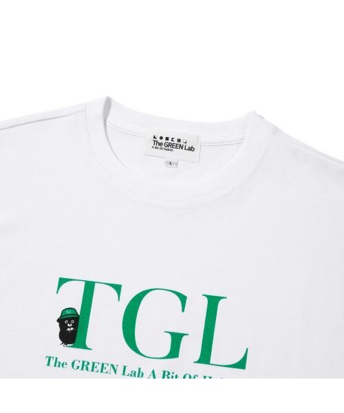 THE GREEN LAB（ザグリーンラボ）の「ティジエル バケットハットモール 半袖Tシャツ [ホワイト-グリーングラフィック]（Tシャツ/カットソー・メンズ・その他・SMALL/MEDIUM/LARGE）」の2枚目の写真