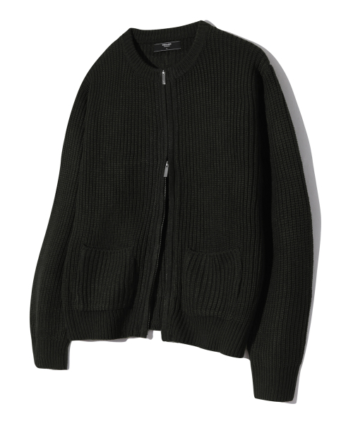 Wøsshabl Round Neck Knit Jacket Zip‑Up Night (Pewter Black) — вязаная куртка с молнией