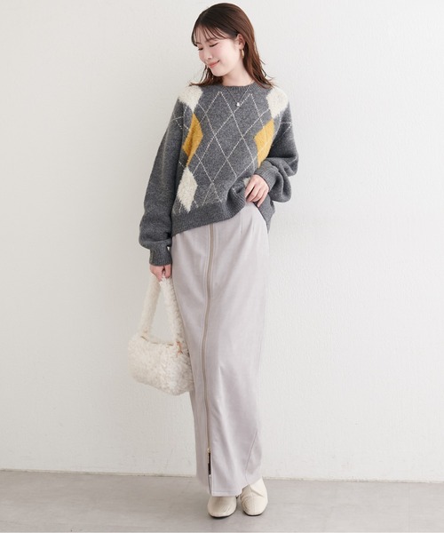 natural couture(ナチュラルクチュール)の「スウェードウエスト折り返しスカート(スカート・レディース・グレー/ミント/ブラウン・MEDIUM/SMALL)」の9枚目の写真