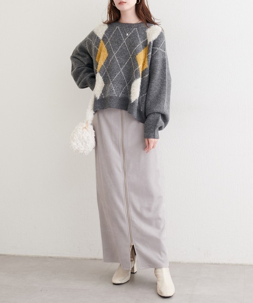 natural couture(ナチュラルクチュール)の「スウェードウエスト折り返しスカート(スカート・レディース・グレー/ミント/ブラウン・MEDIUM/SMALL)」の10枚目の写真