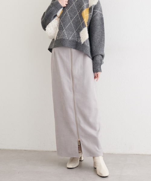 natural couture(ナチュラルクチュール)の「スウェードウエスト折り返しスカート(スカート・レディース・グレー/ミント/ブラウン・MEDIUM/SMALL)」の11枚目の写真