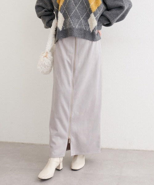 natural couture(ナチュラルクチュール)の「スウェードウエスト折り返しスカート(スカート・レディース・グレー/ミント/ブラウン・MEDIUM/SMALL)」の12枚目の写真