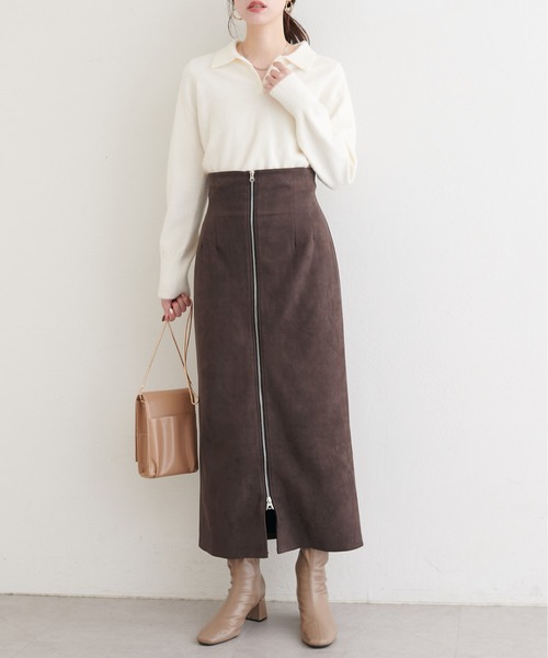 natural couture(ナチュラルクチュール)の「スウェードウエスト折り返しスカート(スカート・レディース・グレー/ミント/ブラウン・MEDIUM/SMALL)」の21枚目の写真