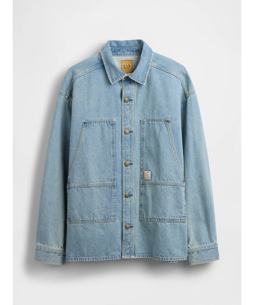 GAP（ギャップ）の「デニム オーバーサイズ ユーティリティ シャケット（カバーオール・メンズ・ライトインディゴブルー・S/XS/L/XL/M）」の2枚目の写真