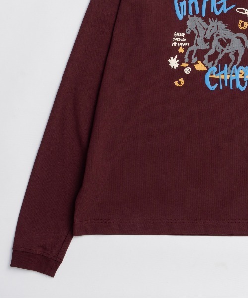 MAISON SPECIAL(メゾンスペシャル)の「Horse Long T-shirt/ホースロンTEE(Tシャツ/カットソー・レディース・ボルドー/ライトグレー/チャコールグレー・FREE)」の13枚目の写真