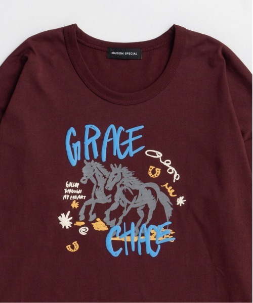 MAISON SPECIAL(メゾンスペシャル)の「Horse Long T-shirt/ホースロンTEE(Tシャツ/カットソー・レディース・ボルドー/ライトグレー/チャコールグレー・FREE)」の12枚目の写真