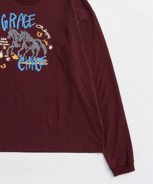 MAISON SPECIAL(メゾンスペシャル)の「Horse Long T-shirt/ホースロンTEE(Tシャツ/カットソー・レディース・ボルドー/ライトグレー/チャコールグレー・FREE)」の14枚目の写真
