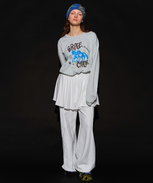 MAISON SPECIAL(メゾンスペシャル)の「Horse Long T-shirt/ホースロンTEE(Tシャツ/カットソー・レディース・ボルドー/ライトグレー/チャコールグレー・FREE)」の6枚目の写真