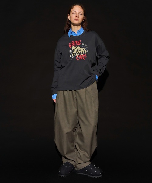 MAISON SPECIAL(メゾンスペシャル)の「Horse Long T-shirt/ホースロンTEE(Tシャツ/カットソー・レディース・ボルドー/ライトグレー/チャコールグレー・FREE)」の4枚目の写真