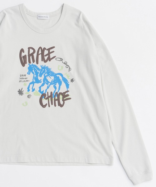 MAISON SPECIAL(メゾンスペシャル)の「Horse Long T-shirt/ホースロンTEE(Tシャツ/カットソー・レディース・ボルドー/ライトグレー/チャコールグレー・FREE)」の19枚目の写真