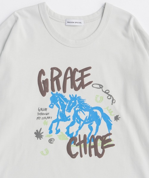 MAISON SPECIAL(メゾンスペシャル)の「Horse Long T-shirt/ホースロンTEE(Tシャツ/カットソー・レディース・ボルドー/ライトグレー/チャコールグレー・FREE)」の18枚目の写真
