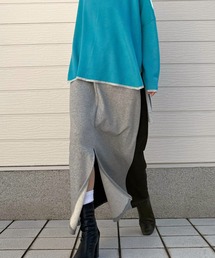 Q | 裏毛バイカラー切替スカート(スカート)