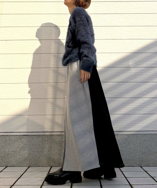 Q(キュー)の「裏毛バイカラー切替スカート(スカート・レディース・ライトグレー/アイボリー・MEDIUM)」の11枚目の写真