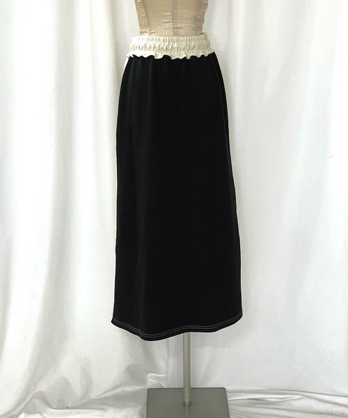 Q(キュー)の「裏毛バイカラー切替スカート(スカート・レディース・ライトグレー/アイボリー・MEDIUM)」の17枚目の写真