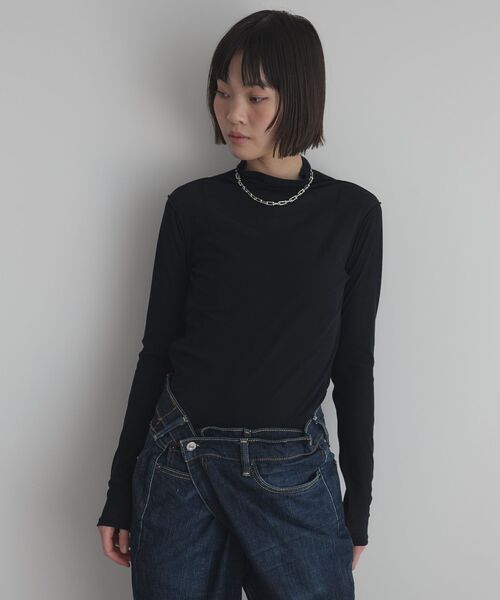 GARAGE OF GOOD CLOTHING（ガレージオブグッドクロージング）の「【日本製】無地シアーハイネックプルオーバー（Tシャツ/カットソー・レディース・ブラック/ホワイト・FREE）」の2枚目の写真