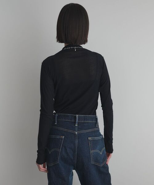GARAGE OF GOOD CLOTHING（ガレージオブグッドクロージング）の「【日本製】無地シアーハイネックプルオーバー（Tシャツ/カットソー・レディース・ブラック/ホワイト・FREE）」の4枚目の写真