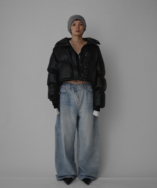 VION(ヴィオン)の「フェイクレザーショートダウン / Faux Leather Short Down(ダウンジャケット/コート・レディース・ブラック/ブラウン・FREE)」の7枚目の写真