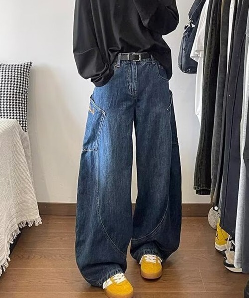 SallyLunn(サリーラン)の「カーブライクデニムパンツ(デニムパンツ・レディース・ブルー・LARGE/MEDIUM/SMALL)」の8枚目の写真