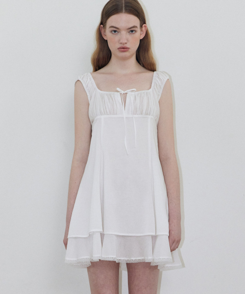 LADY VOLUME(レディーボリューム)の「レースフローミニドレス (アイボリー)(ワンピース・レディース・その他・SMALL/MEDIUM)」の1枚目の写真