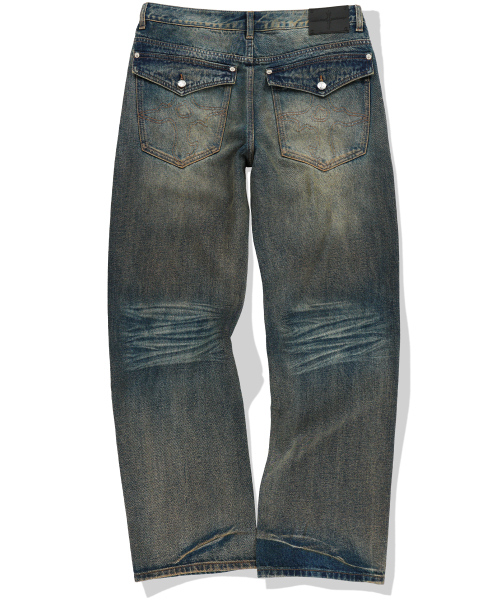 NOT4NERD（ノットフォーナード）の「Symbol Stitch Low Rise Flare Fit Denim Pants - Deep Blue（デニムパンツ・レディース・その他・X-LARGE/SMALL/MEDIUM/LARGE）」の3枚目の写真