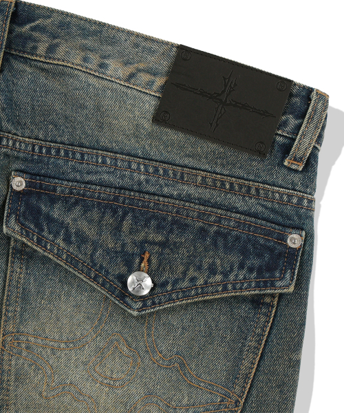 NOT4NERD（ノットフォーナード）の「Symbol Stitch Low Rise Flare Fit Denim Pants - Deep Blue（デニムパンツ・レディース・その他・X-LARGE/SMALL/MEDIUM/LARGE）」の15枚目の写真