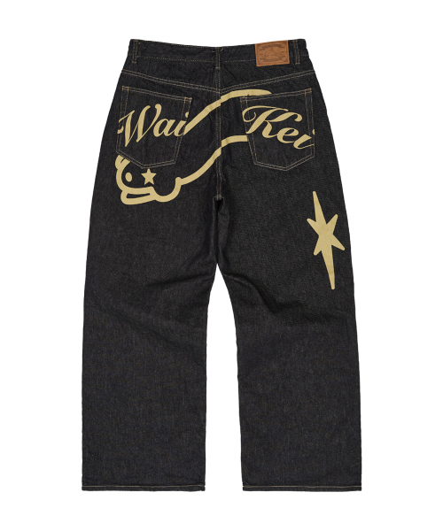 WaiKei（ワイケイ）の「バックグラフィックパラシュートデニムパンツインディゴブルー（デニムパンツ・レディース・その他・1/2/4/3）」の4枚目の写真