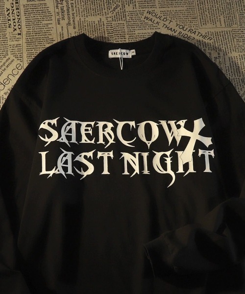SHIBUYA Zy.(シブヤジー)の「CROSS MY SINSクロスプリントロングTシャツ(Tシャツ/カットソー・メンズ・ホワイト/ブラック・M/L/XL)」の5枚目の写真
