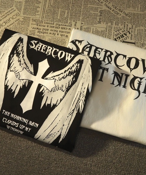 SHIBUYA Zy.(シブヤジー)の「CROSS MY SINSクロスプリントロングTシャツ(Tシャツ/カットソー・メンズ・ホワイト/ブラック・M/L/XL)」の7枚目の写真