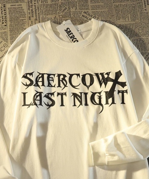 SHIBUYA Zy.(シブヤジー)の「CROSS MY SINSクロスプリントロングTシャツ(Tシャツ/カットソー・メンズ・ホワイト/ブラック・M/L/XL)」の8枚目の写真