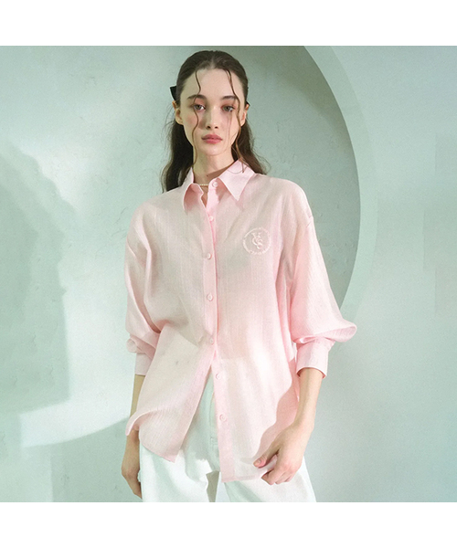 Vivacious(ビバシャス)の「Cencel Seethrough Classic Shirt Solid - 4COL(シャツ/ブラウス・レディース・スカイブルー/ピンク/ホワイト/ライトブルー・FREE)」の1枚目の写真