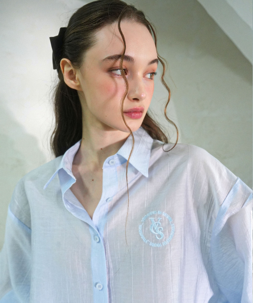 Vivacious(ビバシャス)の「Cencel Seethrough Classic Shirt Solid - 4COL(シャツ/ブラウス・レディース・スカイブルー/ピンク/ホワイト/ライトブルー・FREE)」の6枚目の写真